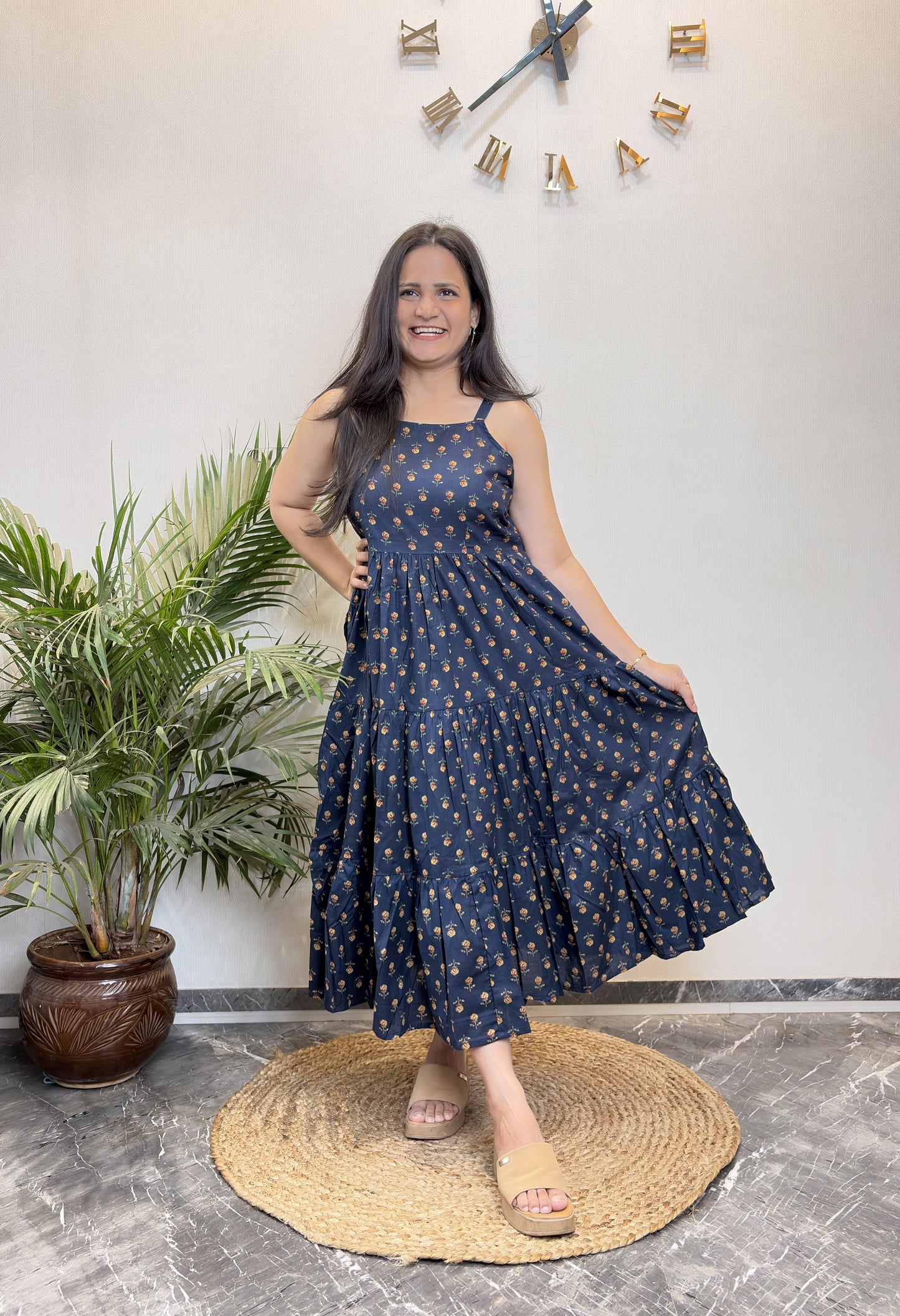 "Tisha" Floral Cotton Dress with Printed Jacket