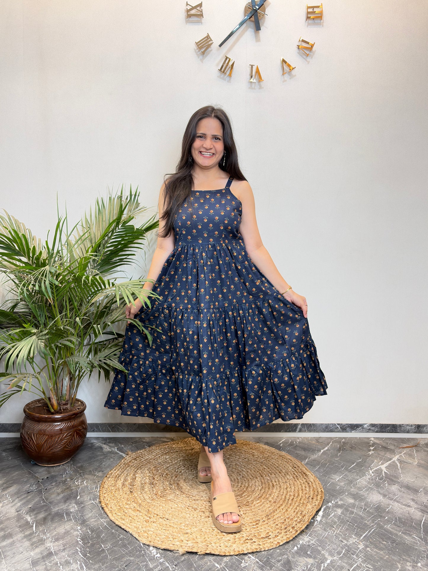 "Tisha" Floral Cotton Dress with Printed Jacket