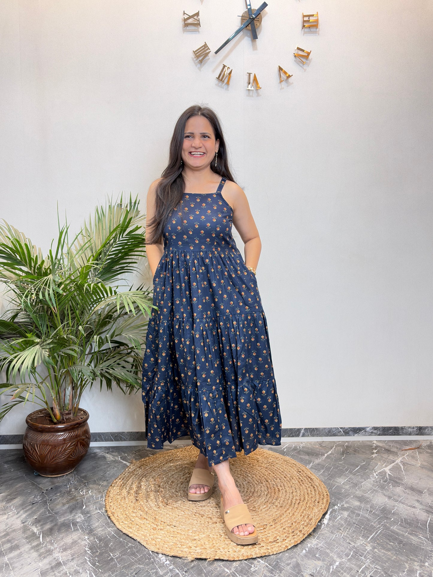 "Tisha" Floral Cotton Dress with Printed Jacket