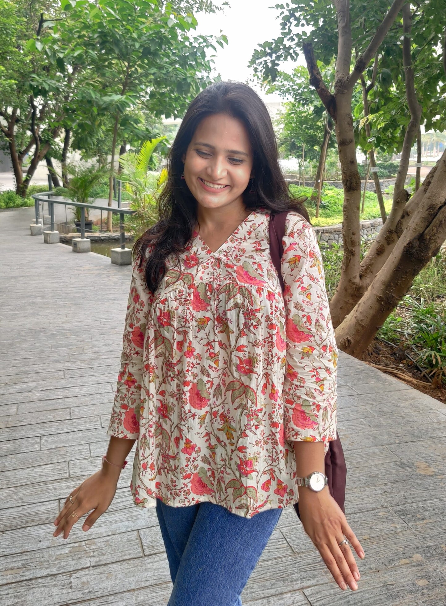 White Floral Alia Top