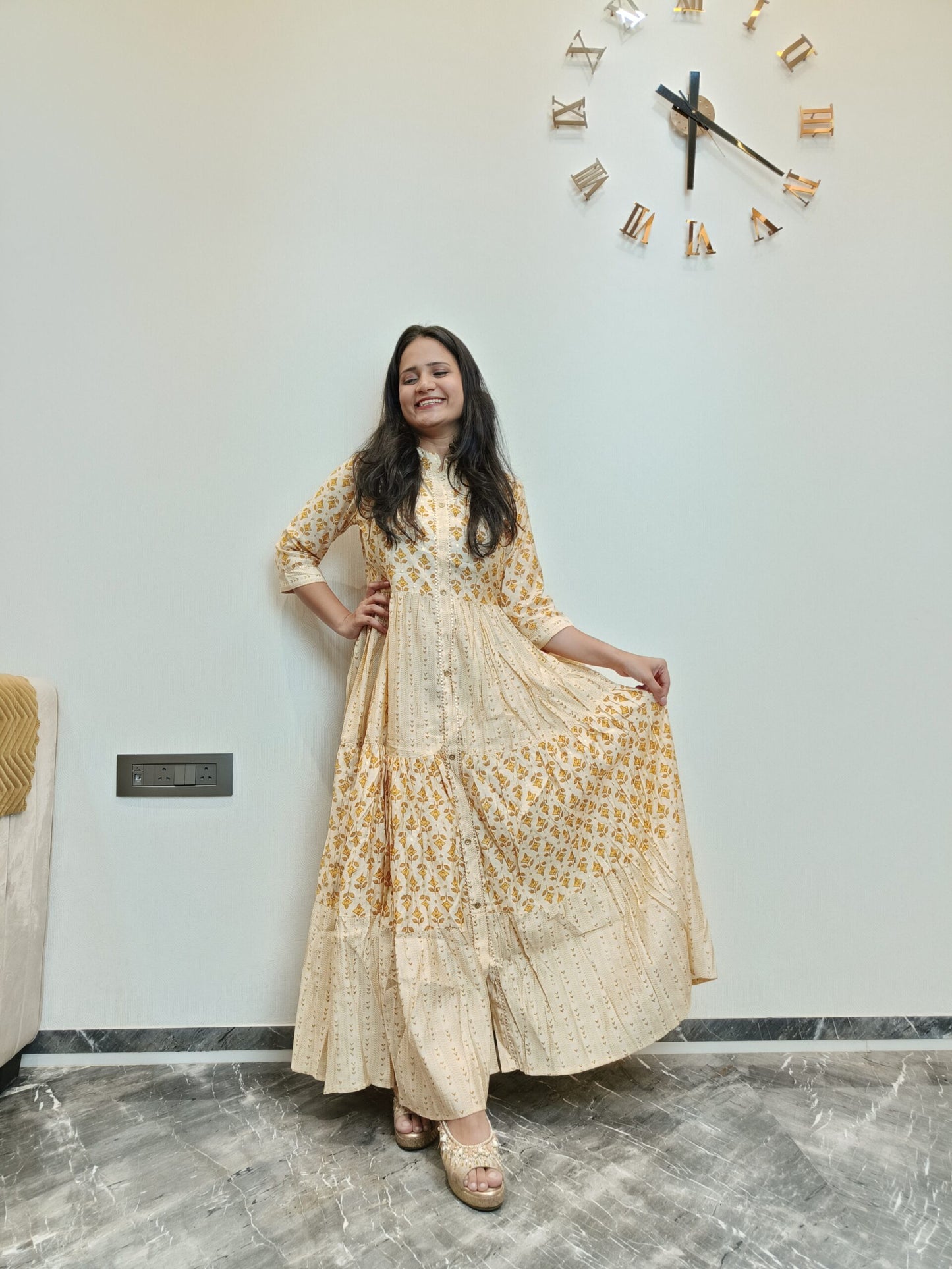 Yellow muslin gown