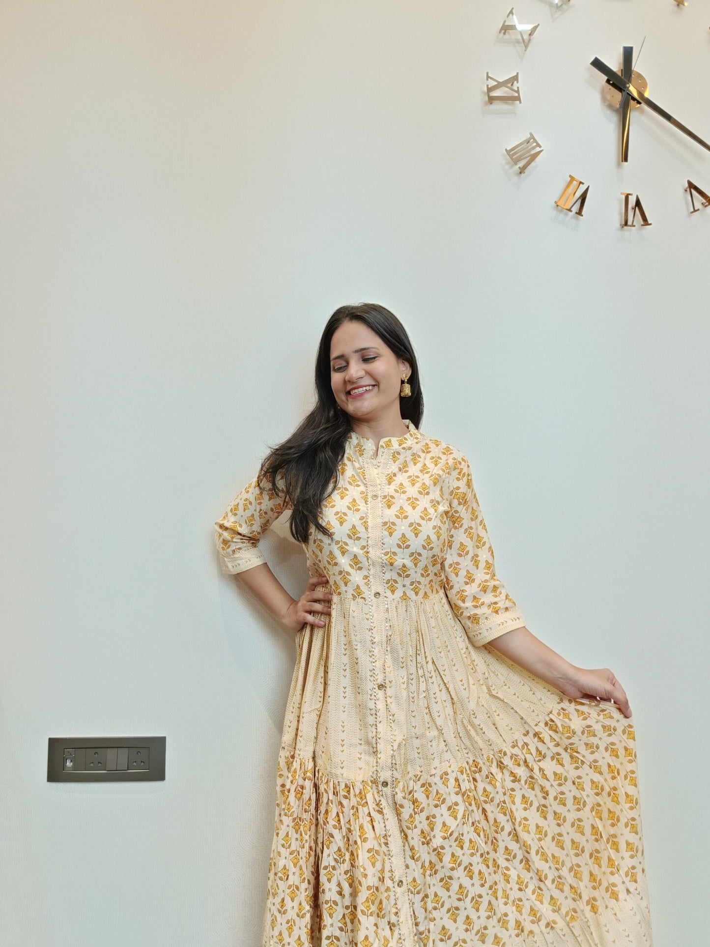 Yellow muslin gown