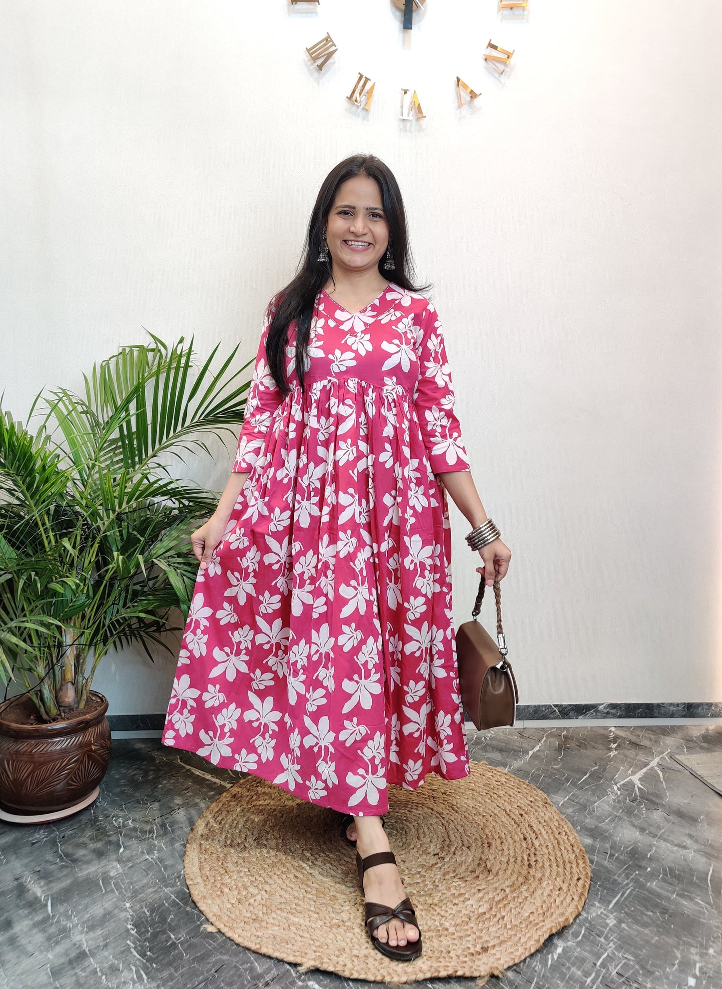 "Zayra" Floral Pure Cotton Kurta cum Dress