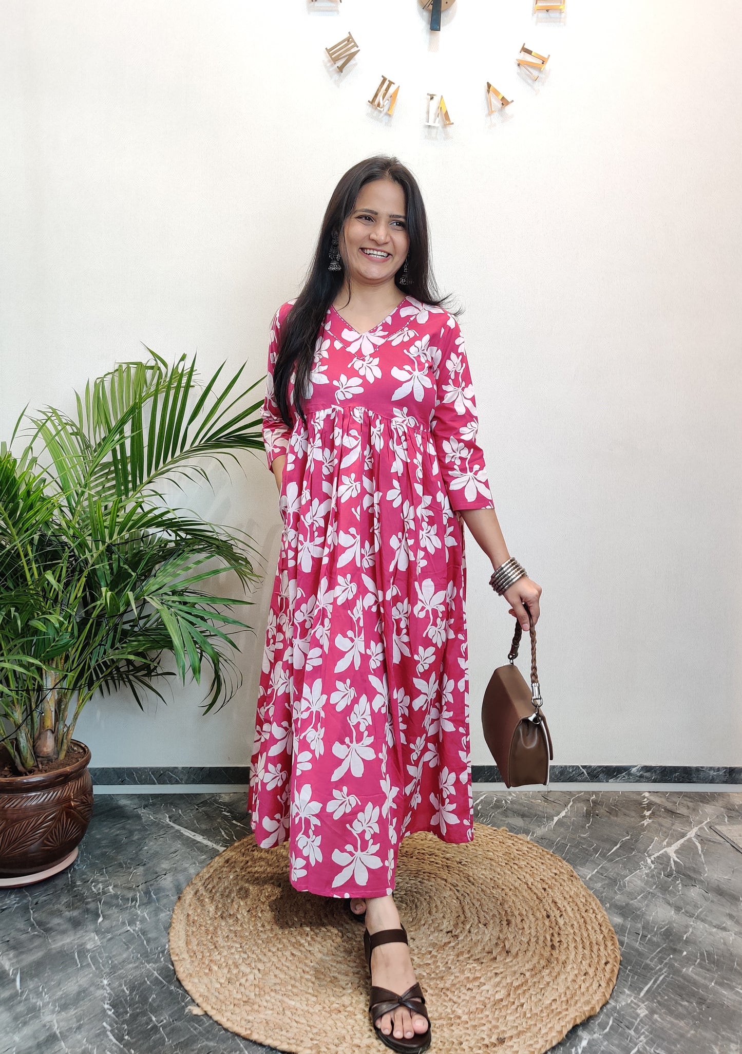 "Zayra" Floral Pure Cotton Kurta cum Dress