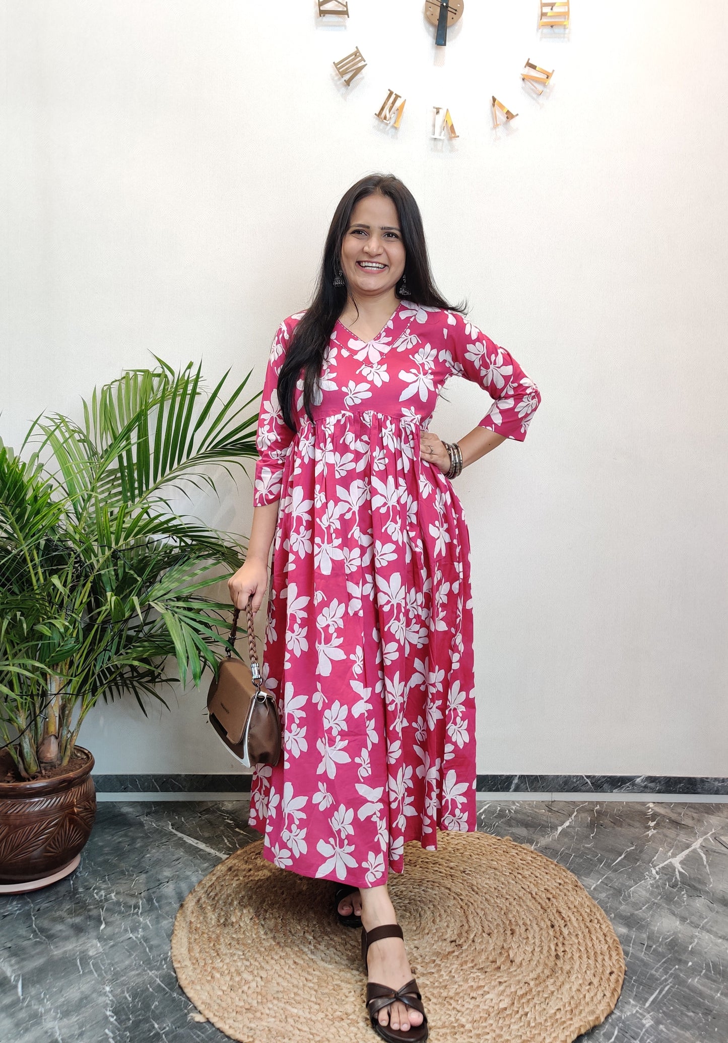 "Zayra" Floral Pure Cotton Kurta cum Dress