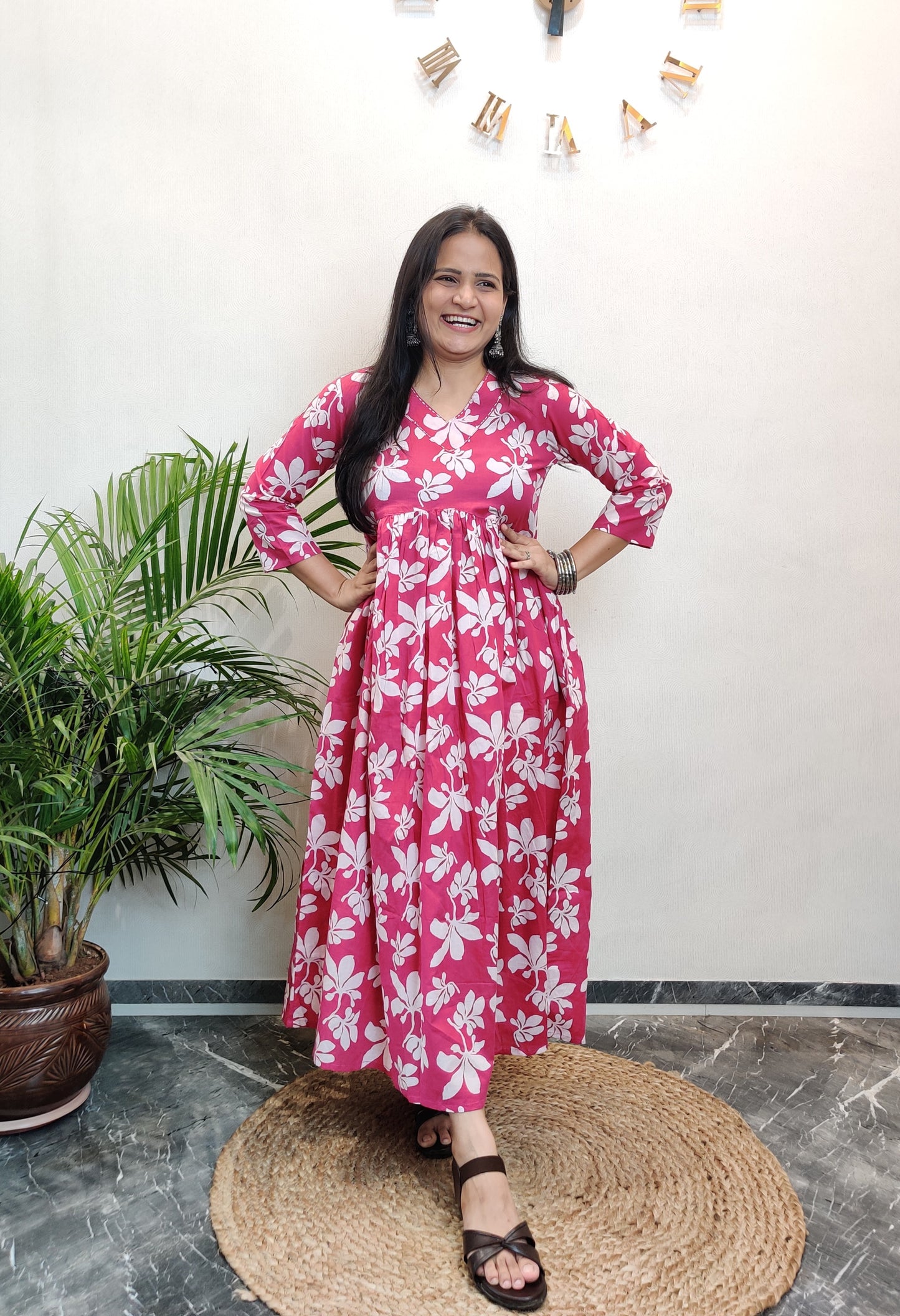 "Zayra" Floral Pure Cotton Kurta cum Dress