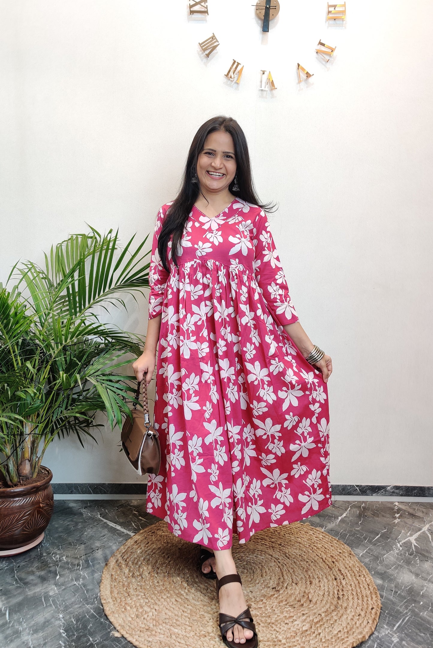 "Zayra" Floral Pure Cotton Kurta cum Dress